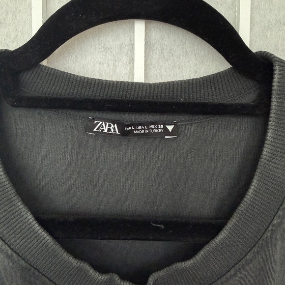 Zara Grey DiamonStudded Crewneck Cropped T-Shirt - Picture 3 of 4